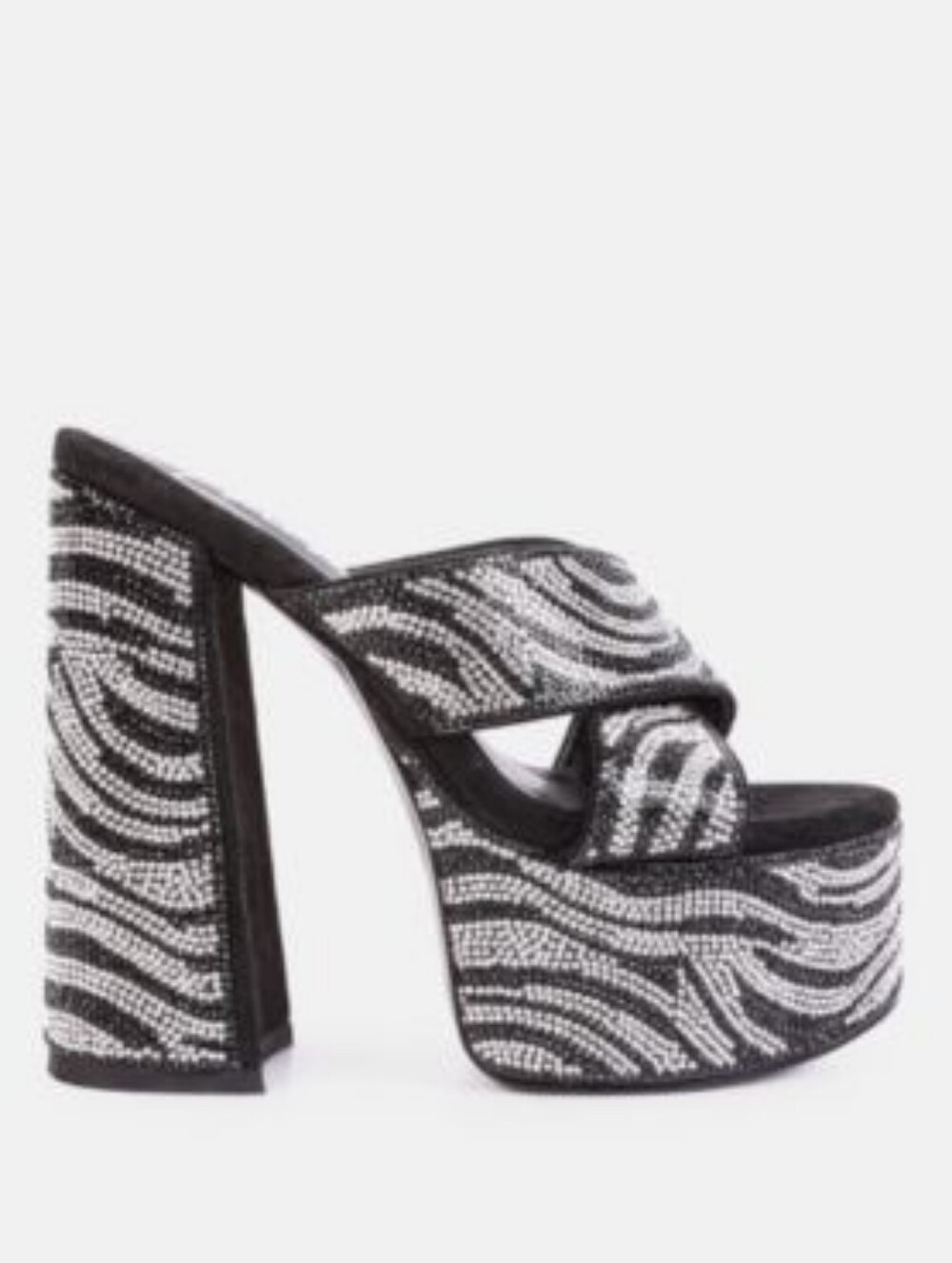 London Rag Rhinestone Zebra Platform Mules 7 - Picture 2 of 11